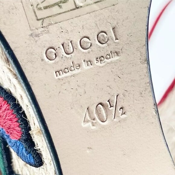 Gucci Red Suede Floral Embroidered Espadrille Wedge Platform Sandal EU 40.5 - Picture 11 of 11